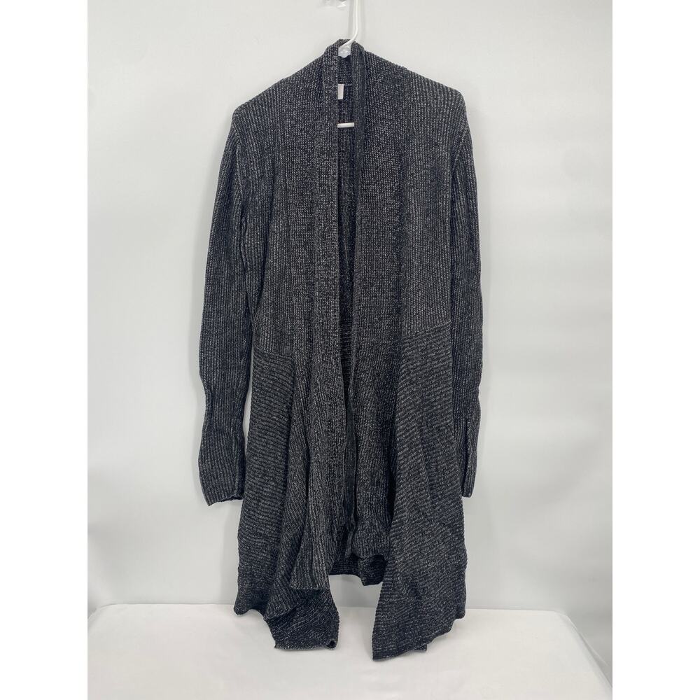 CAbi Open Front Duster Sweater Black White Style 3530 Cloak Cardigan LG